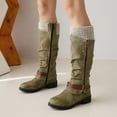 thumbnail image 1 of LSLJS Bottes Cavalières pour Femmes Talons Bas avec Boucle Couleur Assortie Tube en Laine Bottes Hautes pour Femmes, 1 of 8
