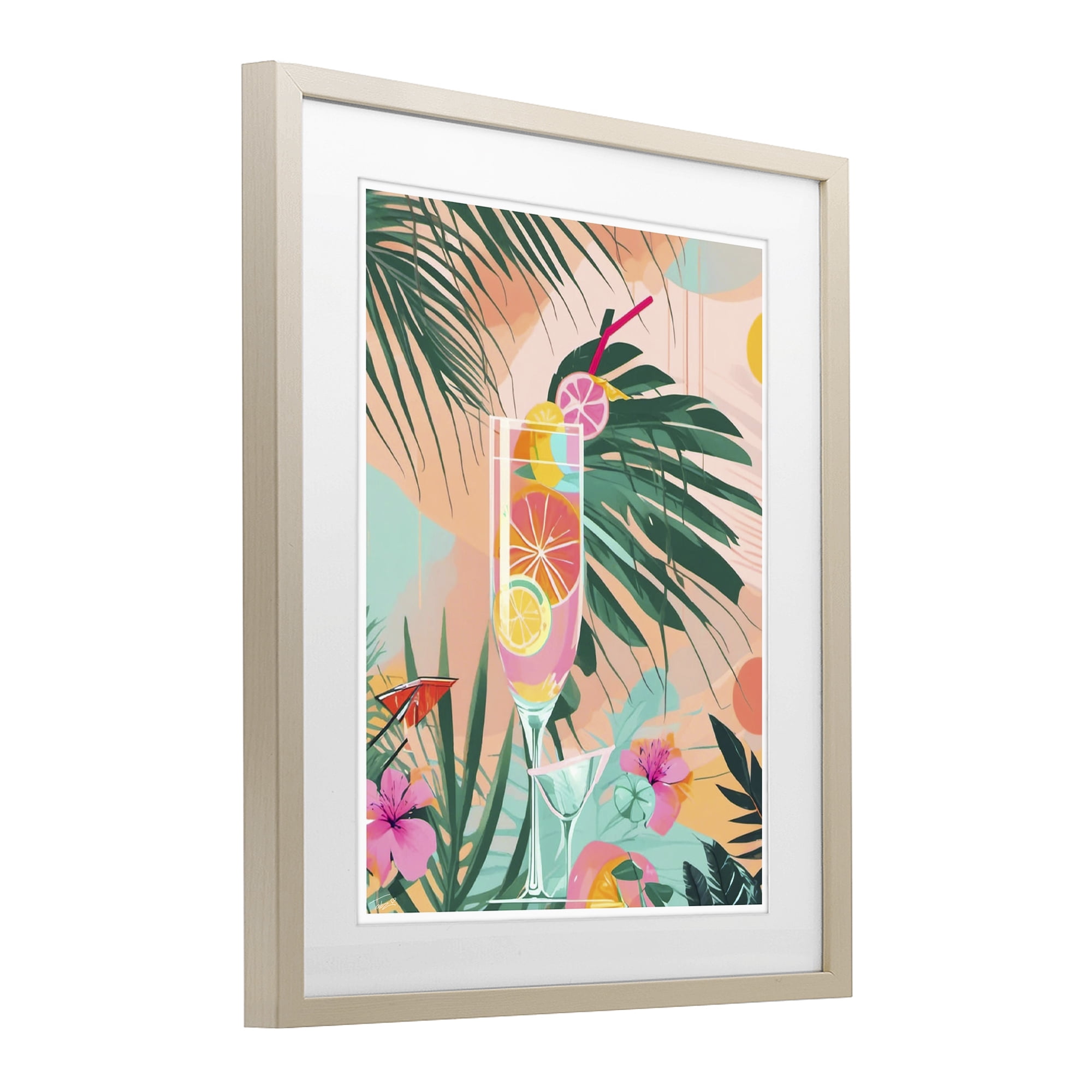 Stupell Industries Jungle Lemonade Cocktail Birch Framed Print Under Glass, design by Tabz Jones