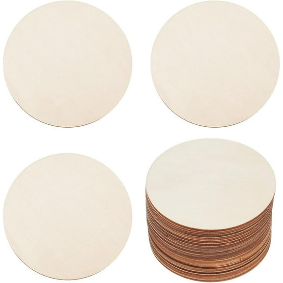 50Pcs Round Unfinished Wood Sign 3 Inch Wooden Circles Natural Bulk Large Blank Paintable Smooth Wooden Chips for DIY Crafts Printing Door Hanger Sign Valentine Home Hotel Decoration Beginner