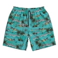 thumbnail image 3 of Uemuo Hawaii Palms Pattern Men's Swim Trunks Hawaiian Beach Bathing Suit Swimsuits Beach Quick-Dry Shorts with Pockets-, 3 of 9