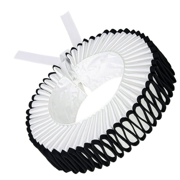 Classical Black Trimmed Ruffled Clown Faux Collar Neck Ruff Choker Scarf