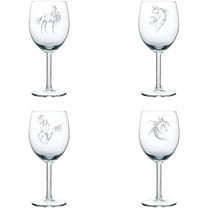 Set of 4 Wine Glass Gift Goblet FANCY Horse Collection (10 oz)