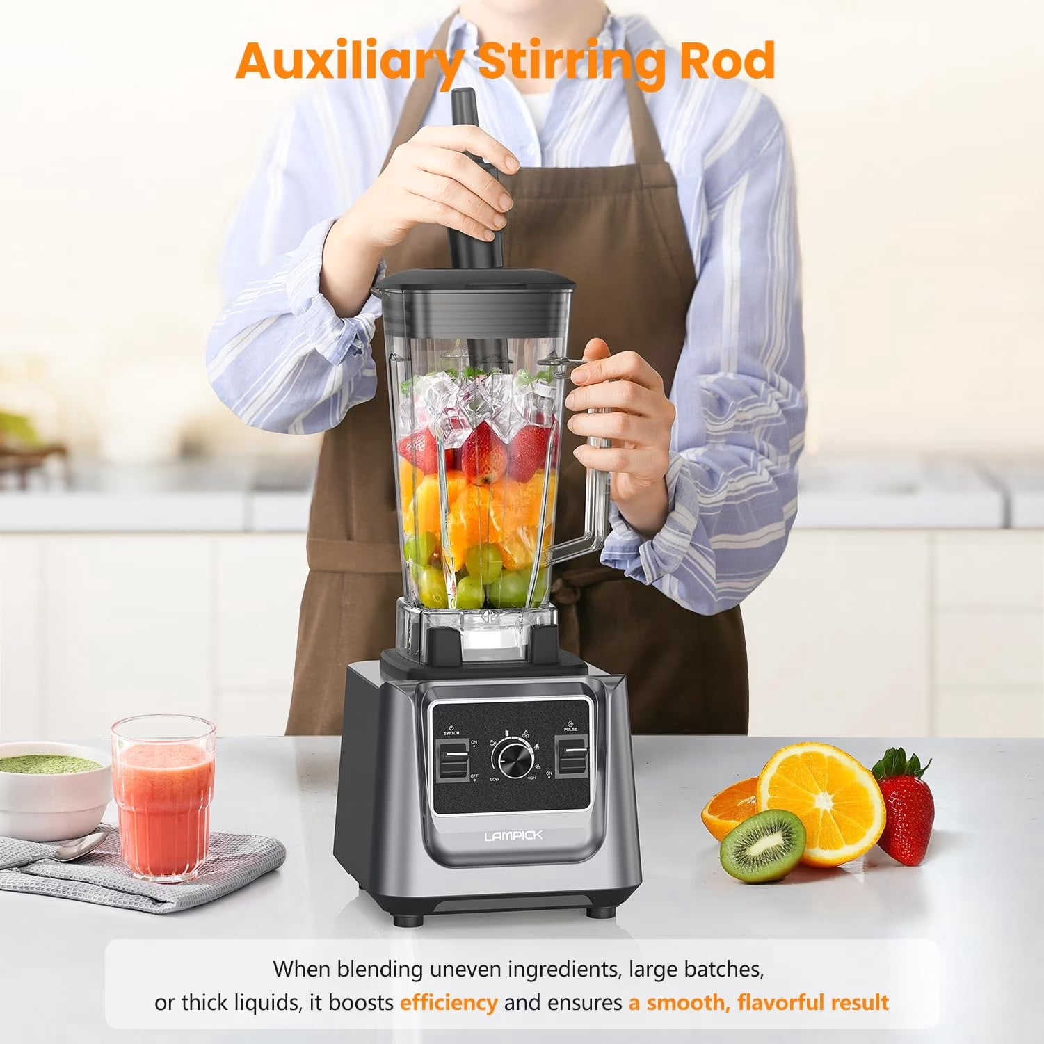 Blenders for Kitchen, 2000W Blender for Smoothies 35000 RPM Professional Grade High-Speed Smothie Blender with 68oz Pitcher & 27oz To-Go Cup for Smoothies, Ice, and Frozen Fruit