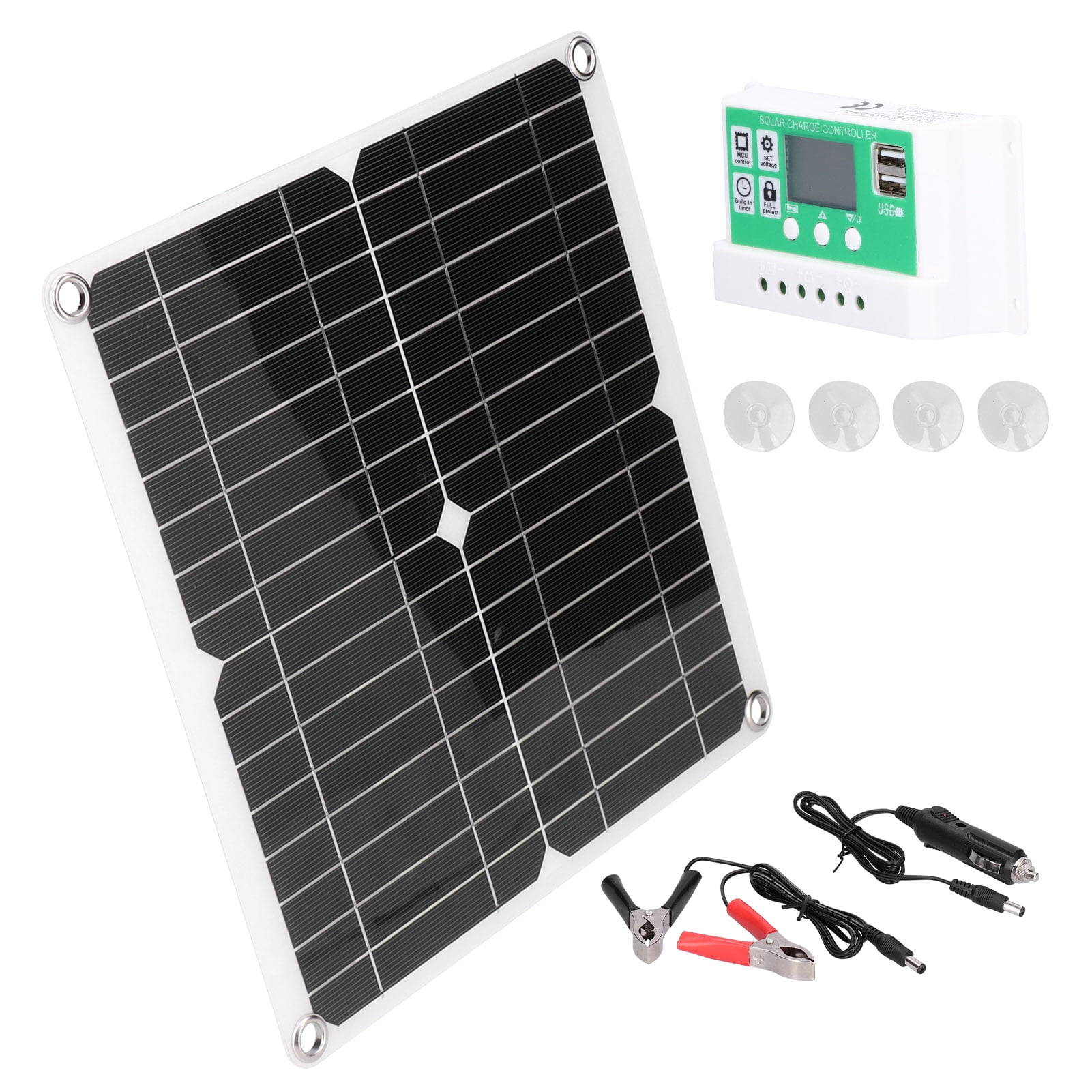 Rupoun 40W 18V Monocrystalline Silicon Flexible Solar Panel Kit with 30A Controller, Waterproof Photovoltaic Module for RV Marine Boat Car Camping Charging (11.02x11.02 inches / 28x28 cm)