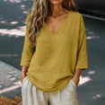 thumbnail image 2 of Summer Tops for Women Womens Summer Tops Casual Blouse Three Quarter Sleeve V Neck Shirts Vacation Tees Fashion, 2 of 5
