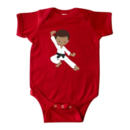 

Inktastic African American Boy Black Belt Karate Pose Gift Baby Boy Bodysuit