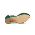 thumbnail image 5 of BLISSFUL STEP Women's Shoes Faux Suede High Chunky Heel Platform Ankle Strap Open Toe Sandals Green 6, 5 of 7