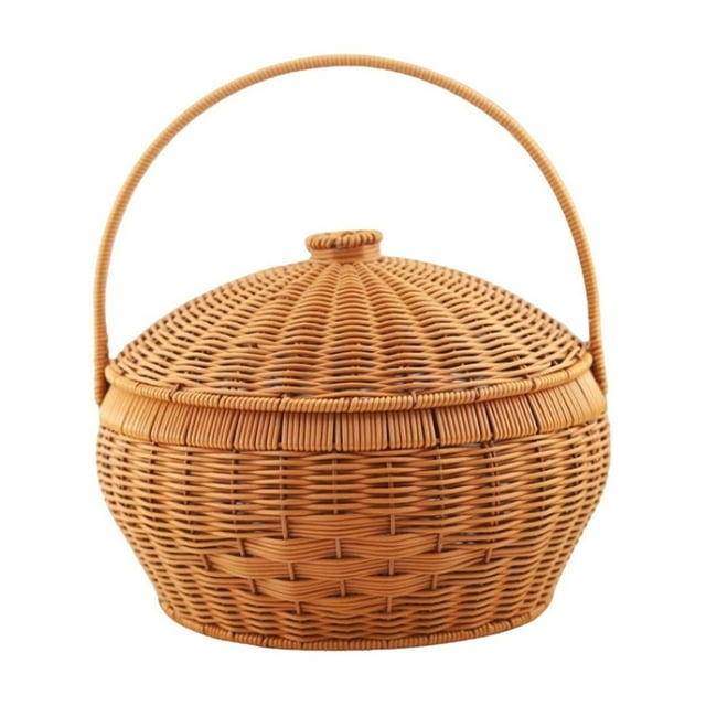 Cesta de picnic Cesta tejida Cesta de mimbre de imitación Cesta de picnic para barbacoas al aire libre