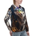 thumbnail image 6 of Fotbe Oil Painting Tribal Wolf Pattern Womens Long Sleeve Hoodie, Pullover Hooded Sweatshirt, Kangaroo Pocket Hoodie with Eye-catching Drawstrings-Small, 6 of 7