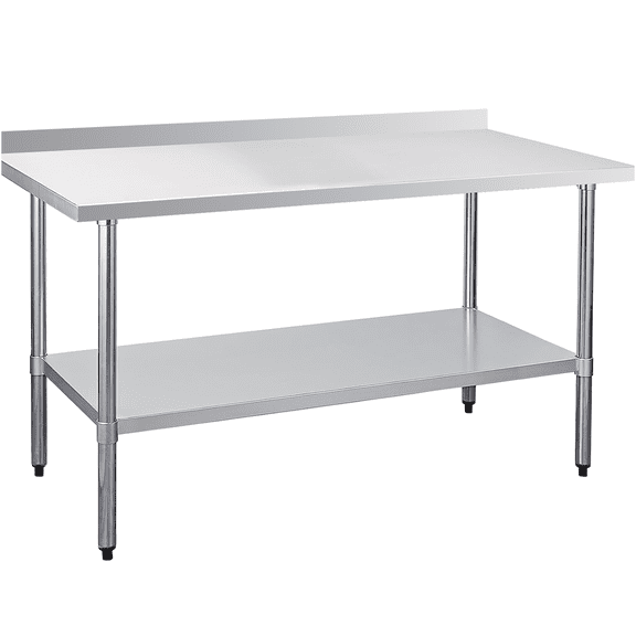 JERFIT 18-Gauge Stainless Steel Commercial Work Table 30x60 Inch with Undershelf & Backsplash, NSF Certified for Restaurant Kitchen