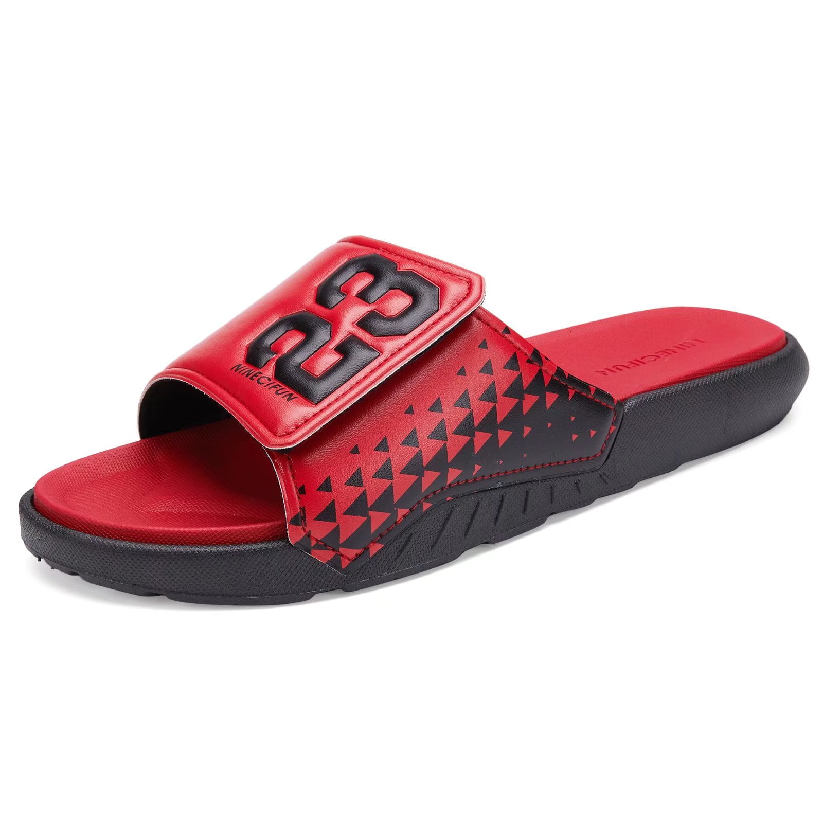 NineCiFun Men's Slides Sandals Shower Shoes Adjustable Red/Black Size
