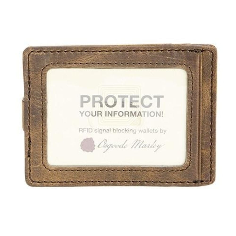 Osgoode Marley RFID Money Clip Wallet Brown Rugby