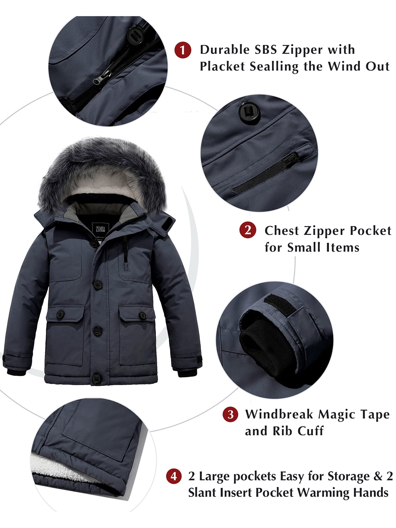 Lenses, Up-the-Face Zipper distinguishes Winter Coat