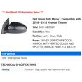 thumbnail image 2 of Left Driver Side Mirror - Compatible with 2016 - 2018 Hyundai Tucson 2017, 2 of 2