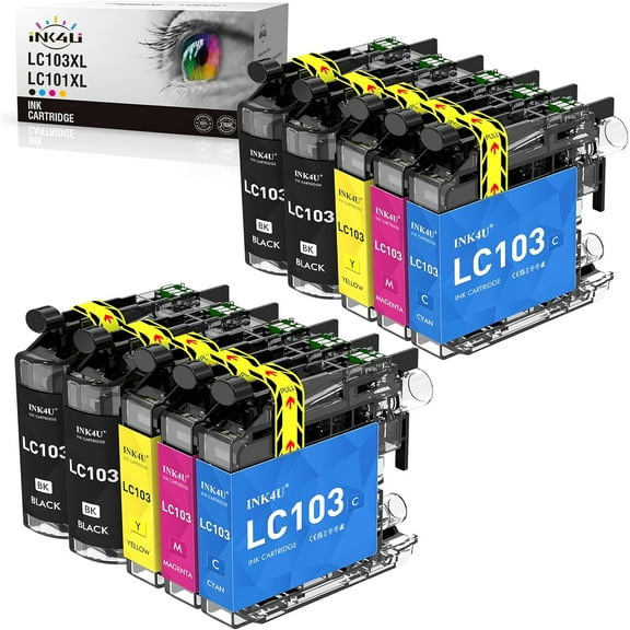 INK4U Compatible LC103 Ink Cartridges Replacement for Brother LC103XL LC101XL with MFC-J870DW MFC-J6920DW MFC-J6520DW