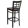 thumbnail image 4 of Emma + Oliver Black Metal Window Back Barstool, Mahogany Wood Seat, 4 of 7