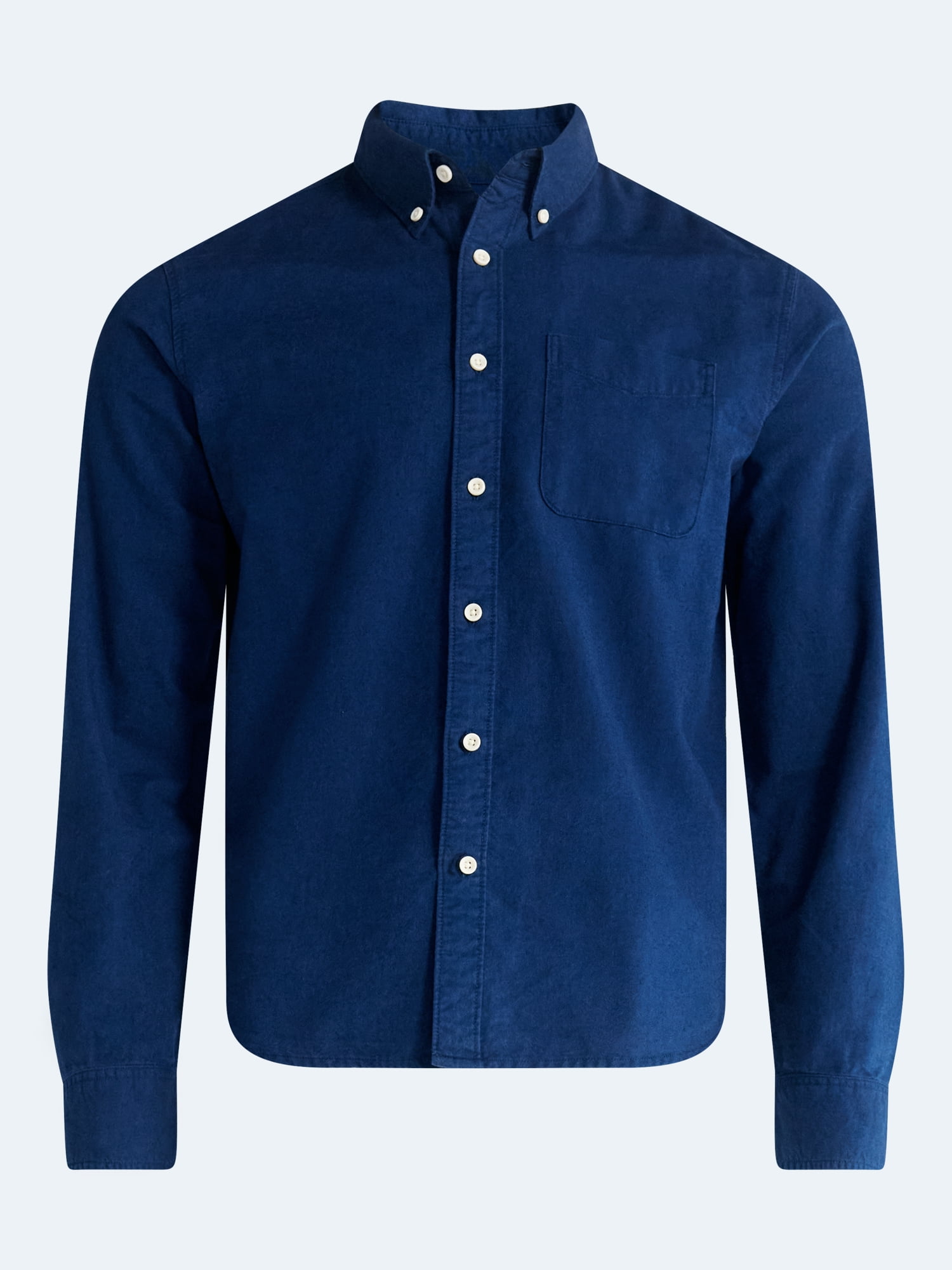 Free Assembly Men's Cotton Button Down Oxford Shirt with Long Sleeves, Sizes XS-3XL