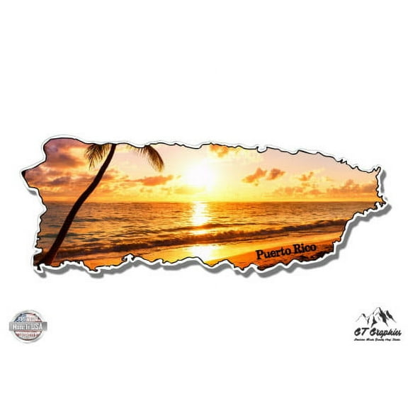 Puerto Rico Ocean Sunset - 3" Vinyl Sticker - For Car Laptop I-Pad Phone Helmet Hard Hat - Waterproof Decal