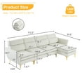 thumbnail image 3 of 112 Inches Modern 4-Seater Sectional Sofa, Flannel L-Shape Sofa with Chaise, Pushback Modular Sectional Couches for Living Room, White, 3 of 9