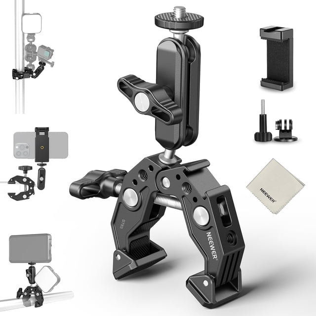 Soporte para cámara NEEWER Super Clamp con brazo mágico y soporte para teléfono