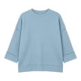 thumbnail image 3 of Sudadera de Cuello Redondo para Mujer Casual de Manga 3/4 Tipo Pulóver Tops Ajuste Holgado Sudadera de Estampado Sólido sin Capucha, 3 of 9