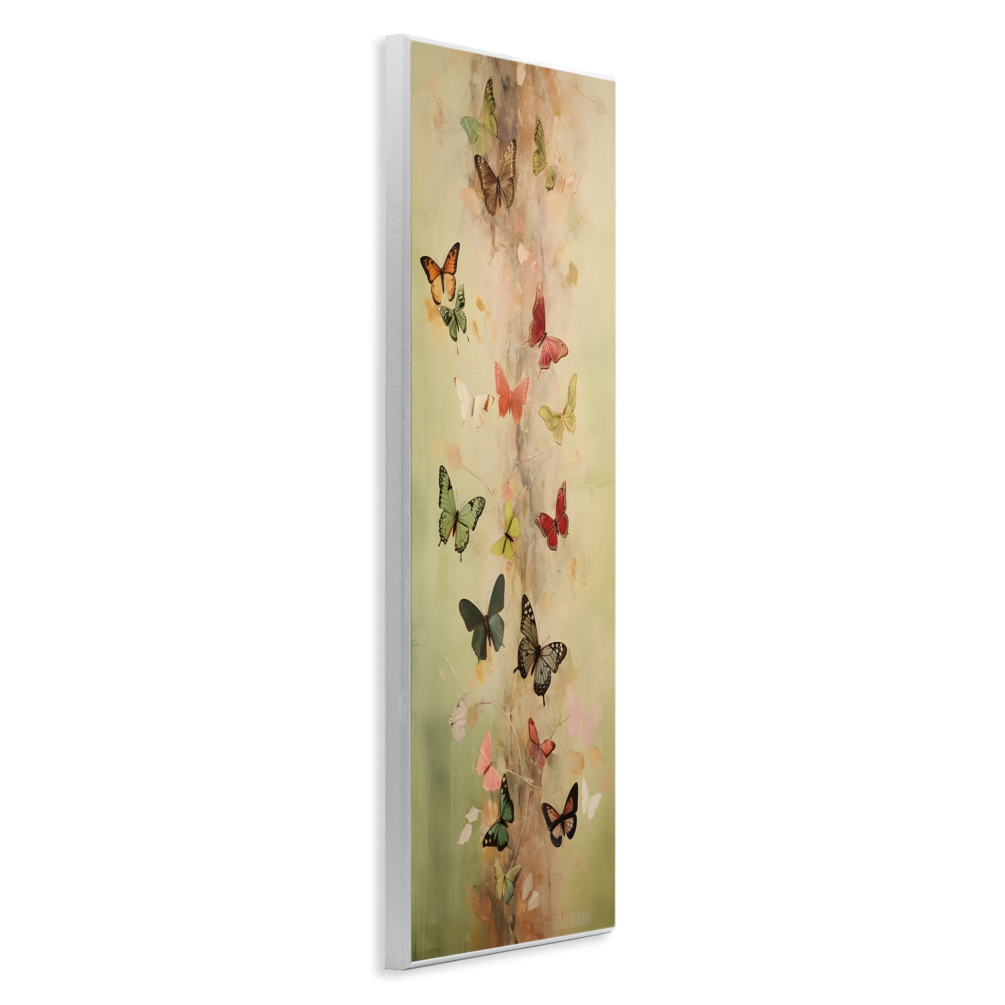 Stupell Industries Neutral Butterfly Tower Animals & Insects Painting Unframed Art Print Wall Art, 7 x 17