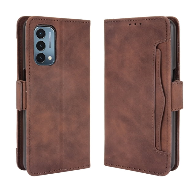 Case for OnePlus Nord N200 5G Cover Adjustable Detachable Card Holder Magnetic closure Leather Wallet Case - Brown