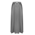 thumbnail image 5 of LWavelet Women Satin Flared Midi Skirt Elastic Drawstring Waist Elegant Evening Wedding Guest Skirt Silver M, 5 of 6