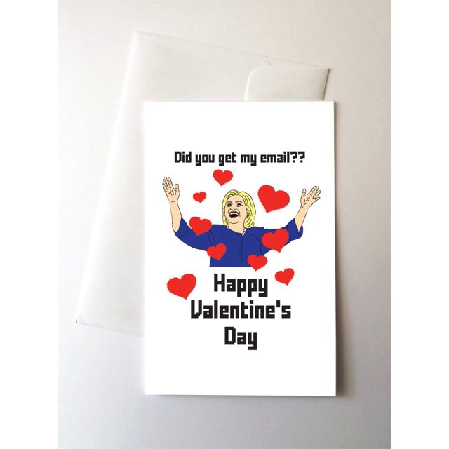 2 Pack - Hillary Clinton Happy Valentine's Day Love Cards (4.25x5.5 Inch)