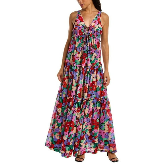 Nicholas womens  Myla Silk-Blend Maxi Dress, 0, Red