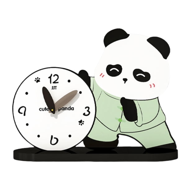Bonito reloj de mesa con forma de panda, elegante y práctico reloj de escritorio, silencioso, para hotel, oficina, dormitorio infantil, sala de estar Estilo B