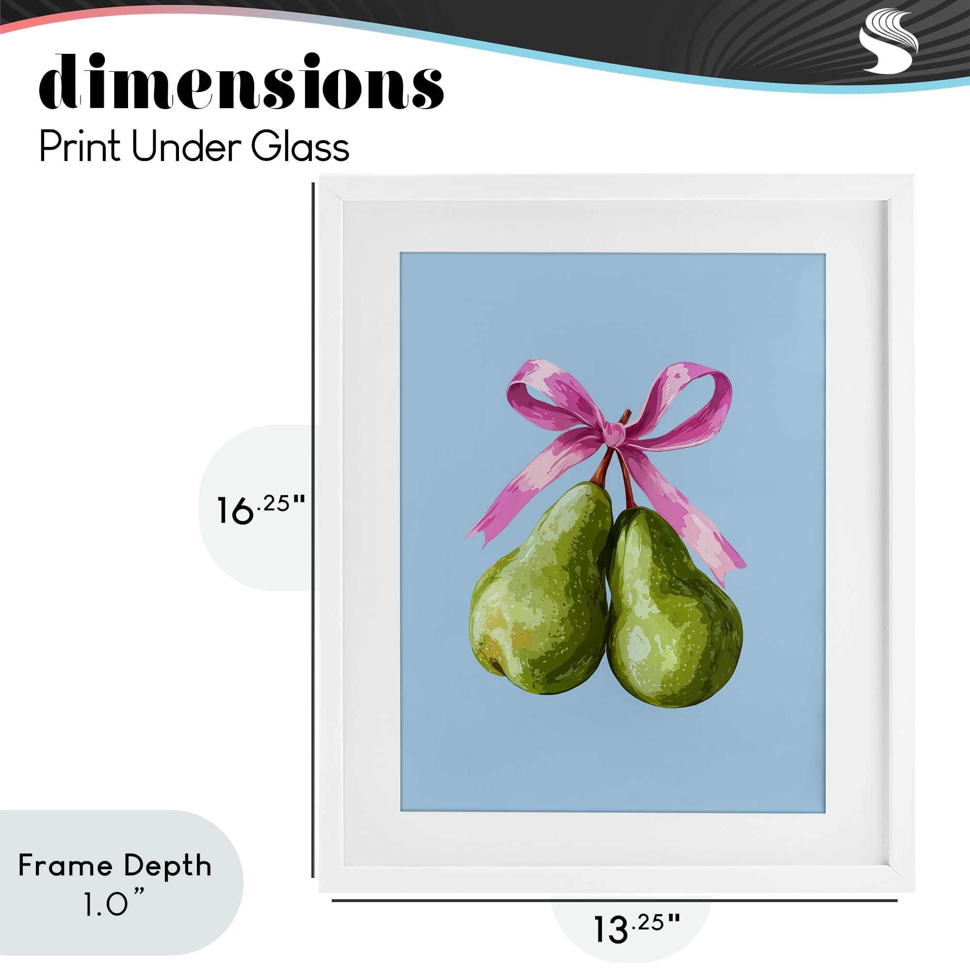 Stupell Industries Twin Pears with Ribbon White Framed Print Under Glass, design by Imagine It Images