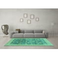 thumbnail image 3 of Ahgly Company Machine Washable Indoor Rectangle Oriental Turquoise Blue Modern Area Rugs, 5' x 8', 3 of 4