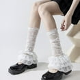 thumbnail image 5 of Women Tiered Ruffle Lace Leg Warmer Sweet Knee Highs Leg Socks Baggy Cuffs Ankle Heap Socks Mesh Flared Leg Sleeves, 5 of 9