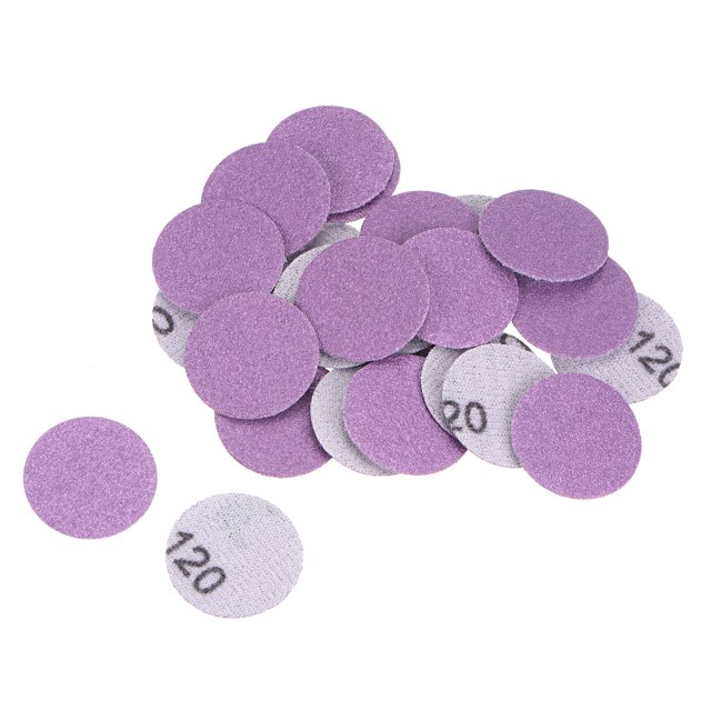 Unique Bargains 25 Pack 1-Inch Purple Sanding Discs 120 Grits Hook & Loop Professional Aluminum Oxide Sandpaper Mini Size