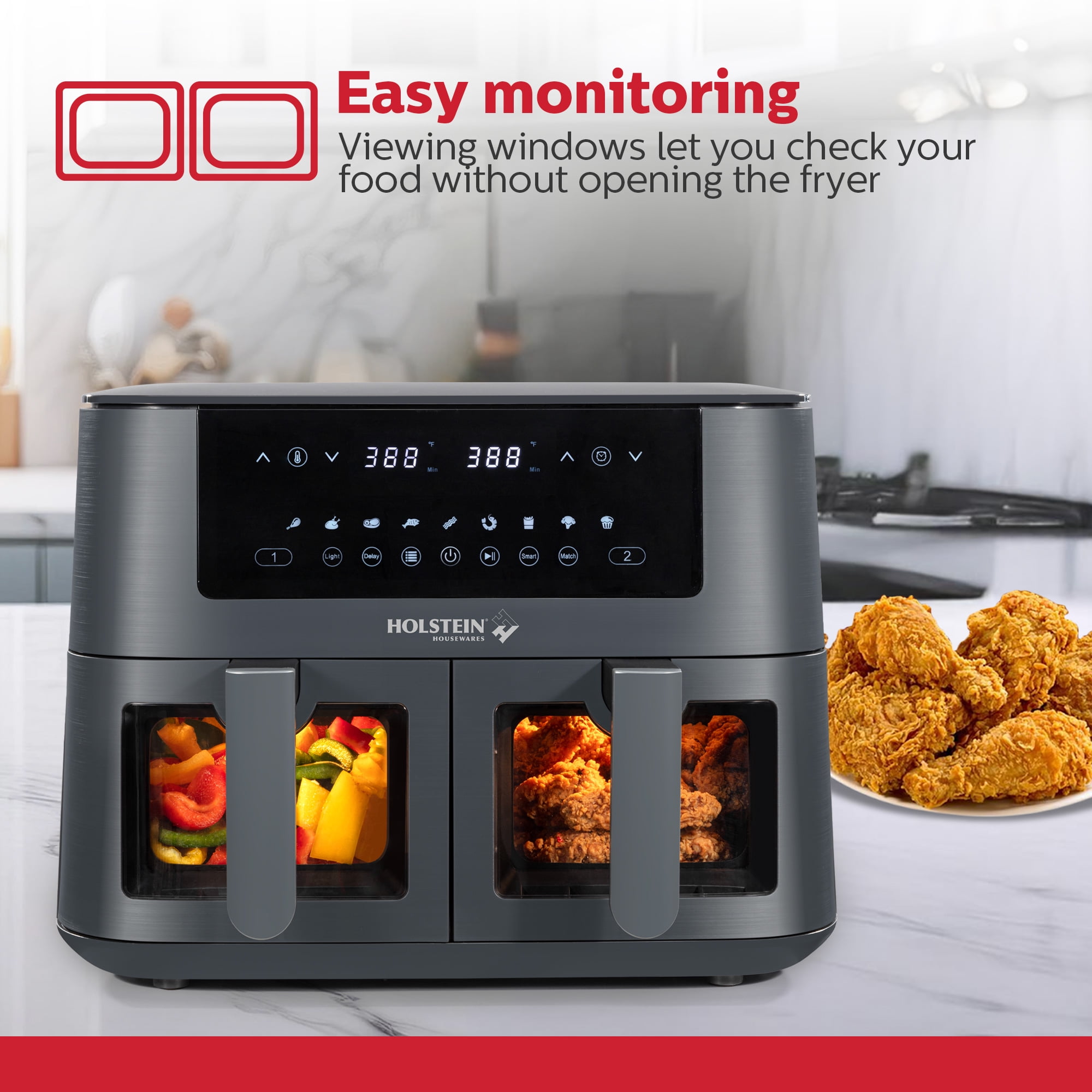 Holstein Housewares 8.4 QT Dual Basket Digital Air Fryer