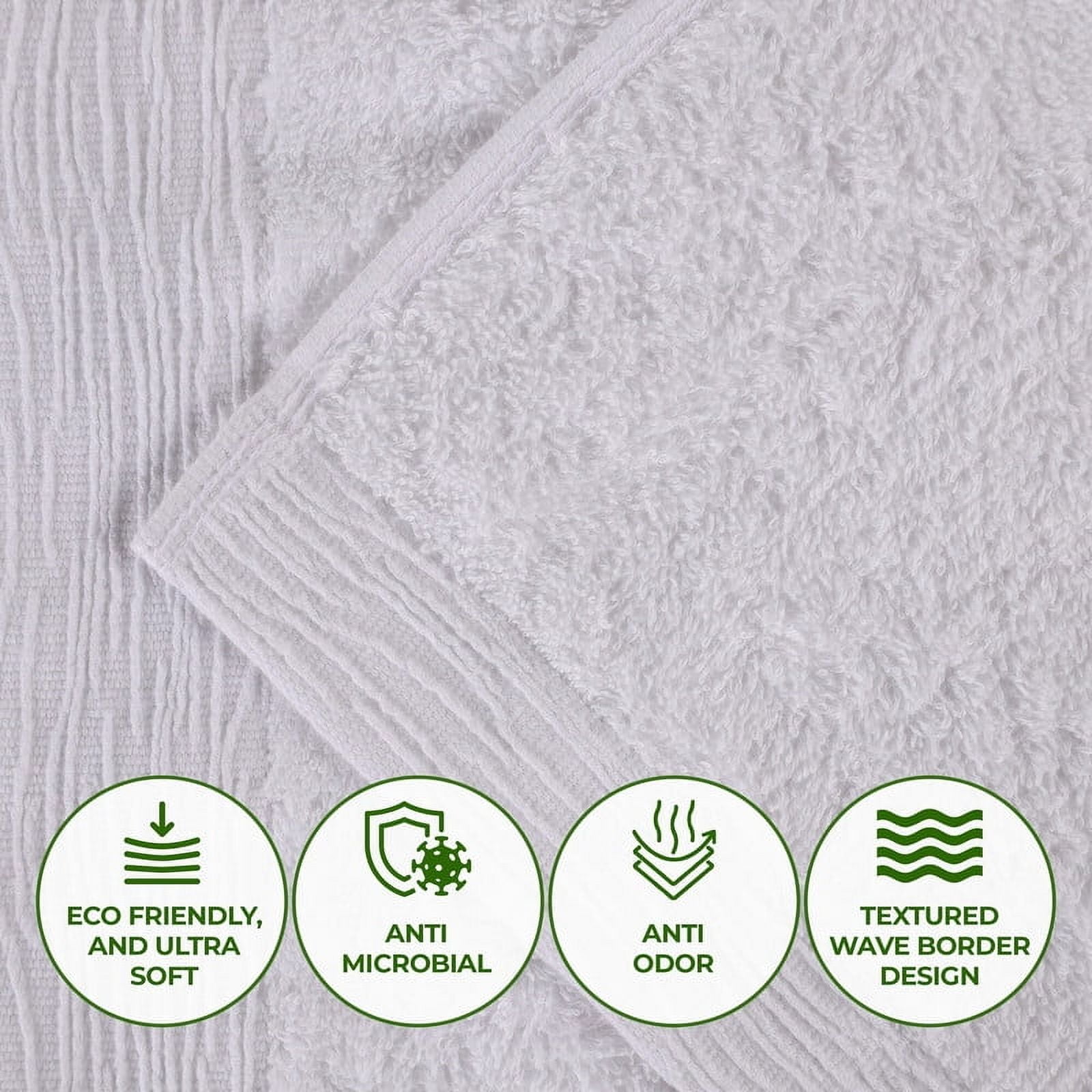 Superior Rayon From Bamboo Soft 12-Piece Towel Set, Cotton Blend Modern Towels, White