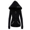 thumbnail image 7 of Women Loose Gothic Punk Long Sleeve Hooded Solid Black Cardigan Jacket Coat Jacket Junior Full Coats for Women Short Work Jackets for Women 2sable Jacket Light Weight Jackets for Women with Zipper, 7 of 7