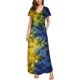 thumbnail image 1 of Puntoco Vestido De Manga Corta Con Cuello En V, Vestido Largo Hasta El Suelo De Verano Para Mujer, Vestido Largo Informal Suelto Con Bolsillos, Abertura De Manga Corta, Azul Oscuro Xxl, 1 of 5