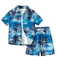 thumbnail image 2 of Tdoqot Boys Hawaii Shirts and Shorts Outfit Sets- Button Down Summer Fashion Casual Kids Beach Vacation Clothes Blue Size 9-10, 2 of 3