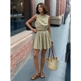 thumbnail image 5 of Women'S 2 Piece Outfits Sleeveless Top and Pleated Skirt Basic Suit Sets Khaki M, 5 of 8