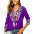 thumbnail image 2 of Mexican Tops for Women Embroidered Shirts Hippie Clothes Tunic Fiesta Plus Size Boho Peasant Blouses 5XL, 2 of 6