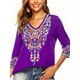 thumbnail image 2 of Blusas Mexicanas para Mujer, Camisas Bordadas, Ropa Hippie, Túnicas de Fiesta, Blusas Bohemias Campesinas de Talla Grande. Púrpura XL, 2 of 6