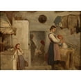 thumbnail image 3 of Aleksander Kotsis 14x11 Black Modern Framed Museum Art Print Titled - Peasant Cottage Interior (1877), 3 of 5