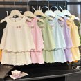 thumbnail image 6 of Tween Girls 11-13T 2PC Summer Outfit Set Cute Ruffle Tank Top + Casual Shorts Gibobby,11-12 Years,Green, 6 of 9