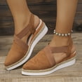 thumbnail image 2 of Dakaela Womens Wedges Sandals Closed Pointy Toe Platform Slip on Espadrille Elastic Criss Crooss Straps Slingback Summer Dressy Clogs Shoes Brown 9.5, 2 of 8