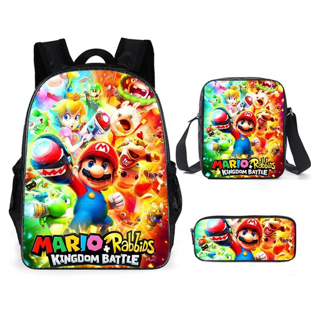 Mochila Con Estampado 3D De Anime Sonic Mario LOHILL + Cartera + Estuche Para Lápices , Unisex De Gran Capacidad Para Niños , Bolso De Hombro
