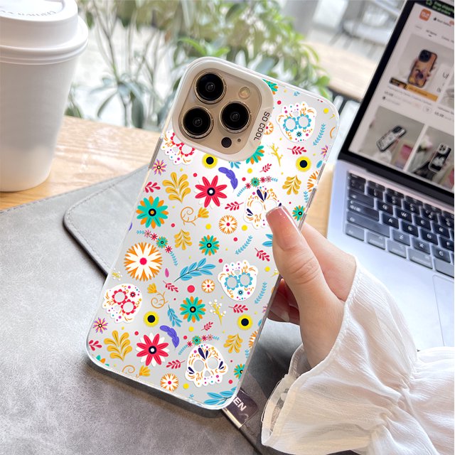 ¡Protege tu iPhone con una divertida y elegante funda plateada mate de doble capa con diseño de dibujos animados!