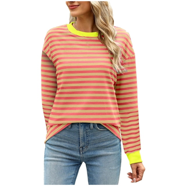 WEAIXIMIUNG Chandail en Molleton pour Femmes à Fermeture Éclair à Rayures Color Block Manches Longues Col Rond Chandail en Molleton pour Femmes Tendance Coupe Ample Décontractée