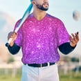 thumbnail image 6 of Balery Pink Purple Glitter Baseball Jersey for Men Casual Button Down Shirts Short Sleeve Active Team Sports Uniform-3X-Large, 6 of 9